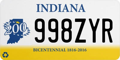 IN license plate 998ZYR