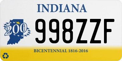 IN license plate 998ZZF