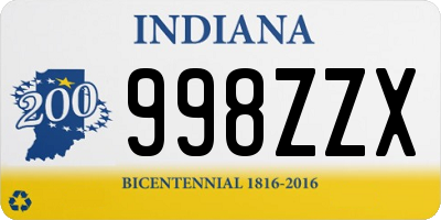 IN license plate 998ZZX