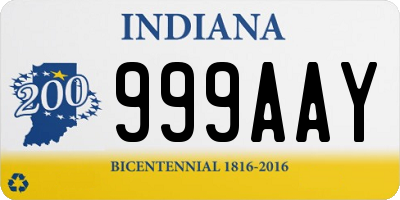IN license plate 999AAY