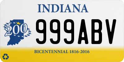 IN license plate 999ABV