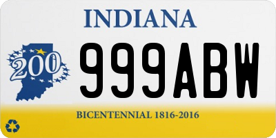 IN license plate 999ABW