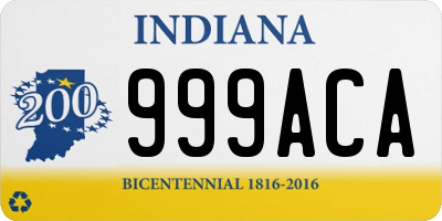 IN license plate 999ACA