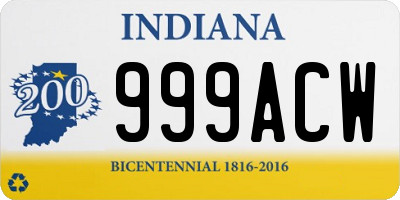 IN license plate 999ACW