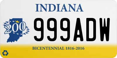 IN license plate 999ADW