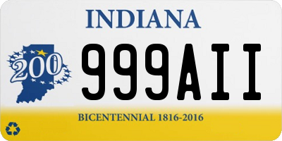 IN license plate 999AII