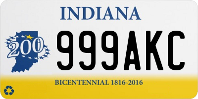 IN license plate 999AKC