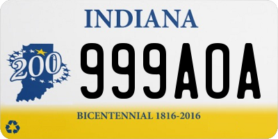 IN license plate 999AOA