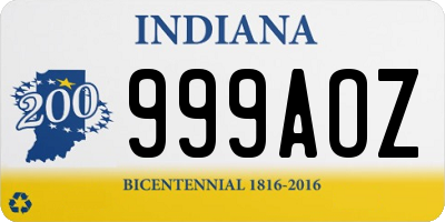 IN license plate 999AOZ