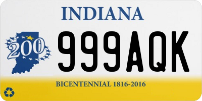 IN license plate 999AQK