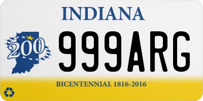 IN license plate 999ARG