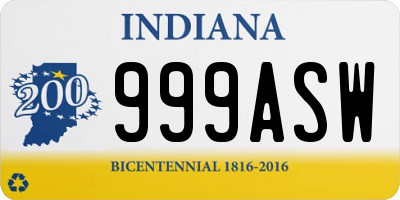 IN license plate 999ASW
