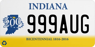 IN license plate 999AUG