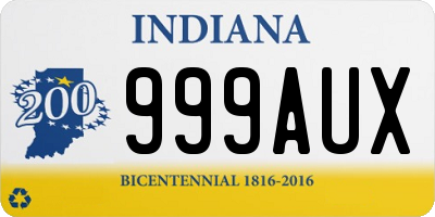 IN license plate 999AUX