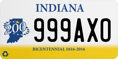IN license plate 999AXO