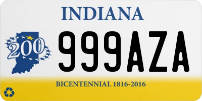 IN license plate 999AZA