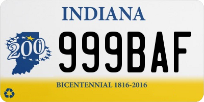 IN license plate 999BAF