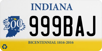 IN license plate 999BAJ