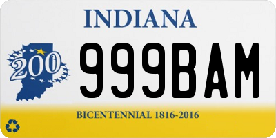 IN license plate 999BAM