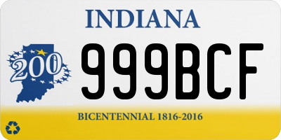 IN license plate 999BCF