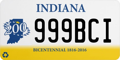 IN license plate 999BCI