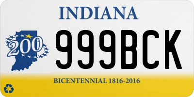 IN license plate 999BCK