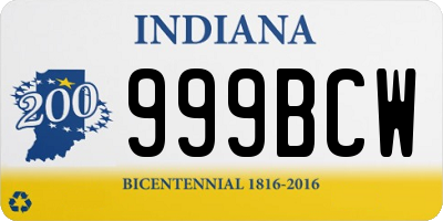 IN license plate 999BCW