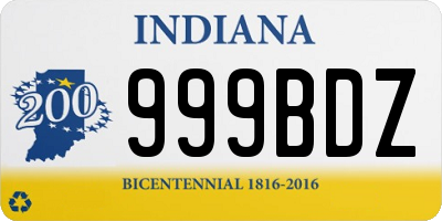 IN license plate 999BDZ