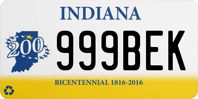 IN license plate 999BEK