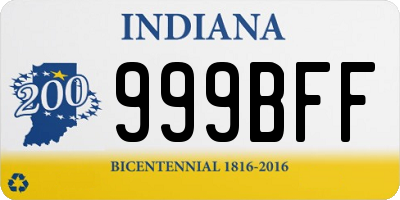 IN license plate 999BFF