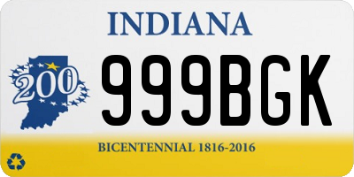 IN license plate 999BGK