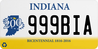 IN license plate 999BIA