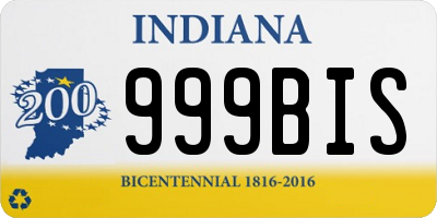 IN license plate 999BIS