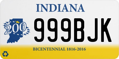 IN license plate 999BJK