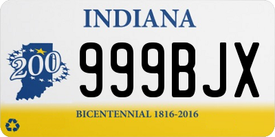 IN license plate 999BJX