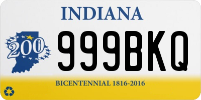 IN license plate 999BKQ