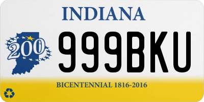 IN license plate 999BKU