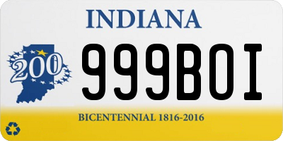 IN license plate 999BOI