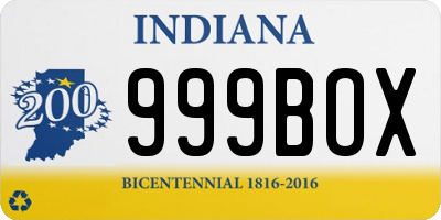 IN license plate 999BOX