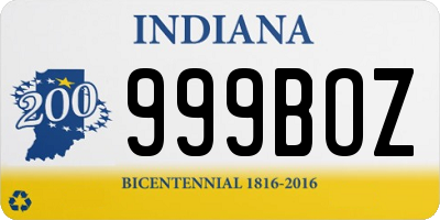 IN license plate 999BOZ