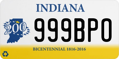 IN license plate 999BPO