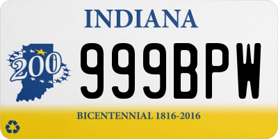 IN license plate 999BPW