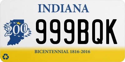 IN license plate 999BQK