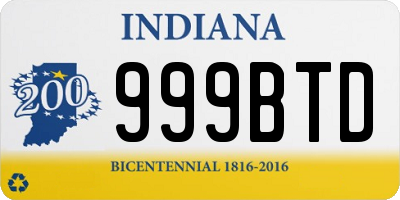 IN license plate 999BTD