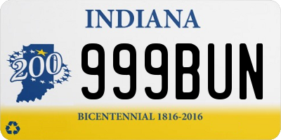 IN license plate 999BUN