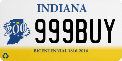 IN license plate 999BUY