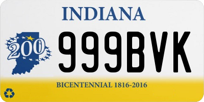 IN license plate 999BVK