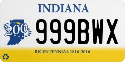 IN license plate 999BWX