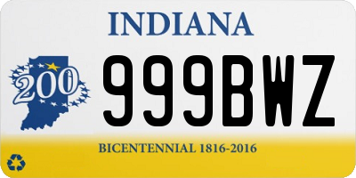 IN license plate 999BWZ