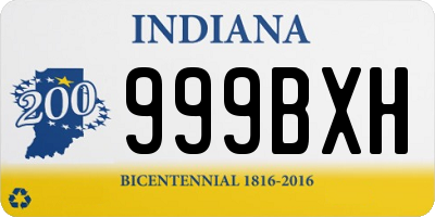 IN license plate 999BXH